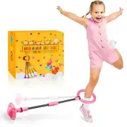 Ankle Skip Ball for Kids,Foldable Flash Wheel Skip Ball, Outside Game Toys for Kids & Adults, Gift for Boys & Girls Age 3+ (Pink)