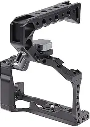 Hersmay M5 M50 Cage with Top Handle, Aluminium Camera Cage for Canon EOS M50II/M50/M5 Mirrorless Camera,Vlogging Video Shooting Filmmaking Rig Stabilizer with 1/4" Mounting and 3/8" Arri Locating Hole
