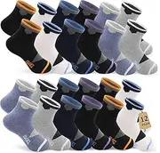 [Geyuwoz] 12 Pairs Children's Socks Boys Sports Socks Children's Socks Baby Boys Cotton Trainer Socks Colourful Stopper Socks Children for 4-12 Years Unisex