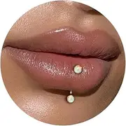ESHIONER G23 Titanium Curved Barbell Rook Vertical Labret Lip Bar Tragus Labret Daith Eyebrow Ring Snake Eyes Piercing Tongue Silver Opal 6mm/8mm/10mm 16g Banana Belly Bar Eyebrow Piercing Jewelry