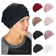 Women Cotton Turban Bonnet Head Wrap Chemo Hat - Soft Elastic Beanie Louver Hedging Purple