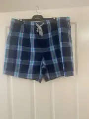 Peter Alexander Mens Pyjama Shorts Blue Check XXL