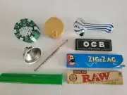 "High Roller" Smoking Kit Has Grinder, Cone Loader, 3 types Papers & Glass Piece