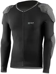 SIXS Zipper Long T-Shirt with D3O Pocket Type: Back/Shoulder/Elbow, SIXS Carbon Fiber, All Black, LXL XPR-BIK4AB-LXL