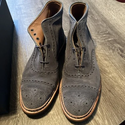 Allen Edmonds "HAMILTON CAP-TOE" WEATHERPROOF Boots 5 D Grey Suede (5093AB)