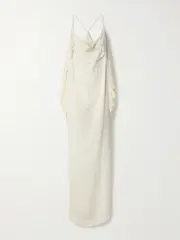 [KHAITE] KHAITE - Dandora Draped Silk-gerogette Maxi Dress - Off-white - US10 US 10 Off-white