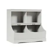 Costway 2-Tier Kids Toy Storage Shelf Cabinet w/Open Shelf Wood Organizer Play Room Grey