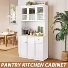 Kitchen Cupboard Cabinet Buffet Table Pantry Sideboard Glass Storage Hutch Bar