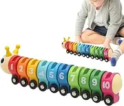 Caterpillar Counting Classic Toy,Developmental Math Toys - Colorful Wheel Train, Color Recognizing Counting Game for School Education, Teaching