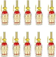 CCWUTQF 10PCS Brass 4mm Crystal Binding Post Compatible Thread Audio Speaker Amplifier Banana Plug Terminals Connector Audio DIY(Red Long 10PCS)