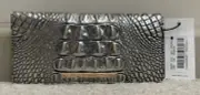 New Brahmin Melbourne ADY Slim Bifold Leather Wallet CHROME Silver Metallic NWT