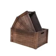 Farmhouse Antique Black Wooden Crate for storage,Rustic Decorative Boxes,Set