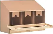 3 Hole Chicken Nesting Box Foldable Away Chick Hen Laying Boxes Modular Nest House Poultry Egg Nest Brooder Coop Perch, 93x40x65 cm Solid Pine Wood