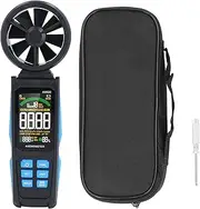 XTevu Anemometer, Digital Handheld Wind Speed Meter, Air Velocity Temperature Humidity with Backlit LCD Screen, 180° Rotation