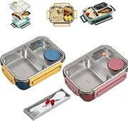 Escentio Lunch Box,Stainless Steel Bento Lunch Box,Stainless Steel Bento Lunch Box for Adults,Bento Stainless Steel Lunch Box Large,Portable Adult Bento Box,with Divided Compartments (2-A,2 Grid)