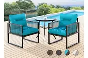 ALFORDSON Outdoor Lounge Set Patio Furniture Table and Chairs Glass Armchair