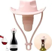 Cowboy Hat Wine Bottle Stopper,Silicone Bottle Stopper,Western Cowboy Hat Red Wine Stopper,Funny Wine Stoppers,Novelty Wine Bottle Stoppers,Silicone Wine Bottle Stopper,Funny Wine Gifts(Pink)