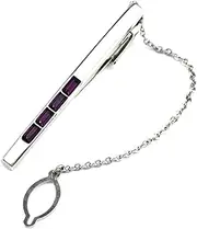 [HAMKVBPR] Men's Tie Clips Men's Square Zircon Tie Clip Business Purple Zircon Tie Clip for Business Wedding