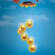 Solar LED Yellow Sunflower Mobile Wind Chime Light Hanging Spring Garden Decor