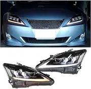 1 Pair Full LED Projector Dynamic Headlights Assembly Clear Lens Compatible With Lexus IS250 IS350 ISF 2006-2013 RHD Car Styling