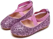 YIBLBOX Girl's Glitter Ballet Flats Ballerina Mary Jane Princess Wedding Dress Shoes Sparkle Dress up Shoes