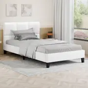 ALFORDSON Bed Frame King Single Wooden Platform Mattress Base Leather White