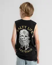 [Salty Life] Salty Life Boys' Raiders Muscle Tank Top in Black Acid Size 16 16 Black Acid
