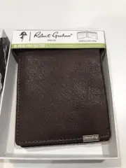 Robert Graham Lartigue Men's Wallet Bifold Slimfold Passcase Brown Leather RFID