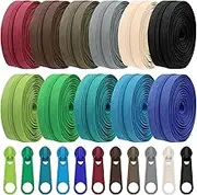 Mardatt 121Pcs 11 Colors Nylon Coil Sewing Zippers Assorted Kit with Zipper Sliders and Zippers Stops, 33 Yards Nylon Coil Zippers, 3 Nylon Coil Zipper Sliders Heads for DIY Sewing Crafts Supplies