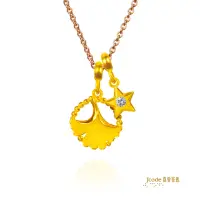 在飛比找momo購物網優惠-【J’code 真愛密碼】銀杏葉黃金墜子+玫瑰金鋼項鍊(時尚