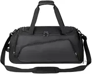 Gym Bag with Shoe Compartment Wet Pocket, Lightweight Water Resistant Travel Duffel Bag for Sports, Fitness, Weekend Getaways(Black)