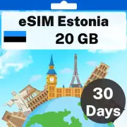 eSIM Estonia - 20 GB - 30 Days - Travel eSIM | QR code activation