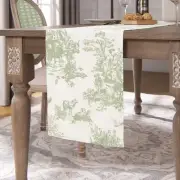Spring Table Runner for Easter,Green Toile Floral Boho Table Runners for Coff...