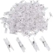 Mini Clear Plastic Pegs, 200 Pieces Multi-Functional Mini Transparent Plastic...