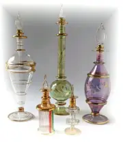 Vintage Handmade Egyptian Bottles made pre 1995 4 bottles 1 vase JCE17 33