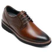 US11 CMR 8cm/3.15" Elevator Shoes Men brown leather height Increase Oxford