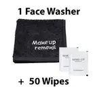 MAKE UP REMOVER FACE WASHER EMBROIDERED plus 50 DISPOSABLE MAKE UP WIPES