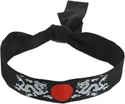 [Cabilock] Karate Headband Japanese Style Cotton Headband for Men Women Running Sports Yoga Headband Dragon Pattern Samurai Headwear