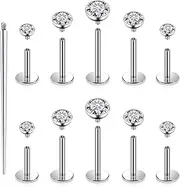 [Cisyozi] 18G Titanium Fat Back Nose Rings Studs Piercing Jewelry Threaded Lip Labret Medusa Ring Stud 18 Gauge Screw in on Cartilage Tragus Helix Conch Earring Piercing Jewelry Women Men 6mm 8mm 10mm