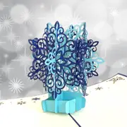 Aqua & Navy Blue Christmas Snowflake Pop Up Card