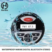 Herdio 4" Bluetooth Marine FM/AM Radio Receiver Boat ATV UTV /USB/AUX/RCA Black