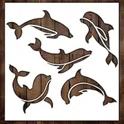Dolphin Stencil, Ocean Animal Stencils, Ocean Stencil, Sea Creature Stencils, Sea Life Stencils, Dolphin Stencils Perfect for Painting on Wood, Canvas, Paper, Fabric, Wall, and Furniture 8x8 Inch