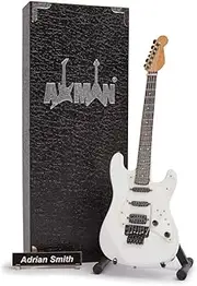 Adrian Smith (Maiden) Miniature Guitar Replica - Music Gifts - Handmade Ornamental 1/4 Scale - Includes a Display Box, Name Tag and Miniature Guitar Stand