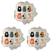 3x Urban Cat Cork MDF Coasters Grey 10cm Kitchen Decor Tableware/Dinnerware