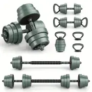 NNETM 3-in-1 Adjustable Dumbbells, Kettlebell, and Barbell Weight Set – Gray