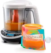 Baby Brezza One Step Baby Food Maker Deluxe – Cooker and Blender to Steam + Puree in 1 Step – Auto Shut Off - Make Organic Food for Infants and Toddlers - Set of 3 Pouches + 3 Funnels