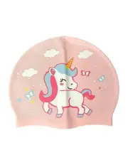 [Tolu] Girls Swim Cap With Unicorn in Pink
