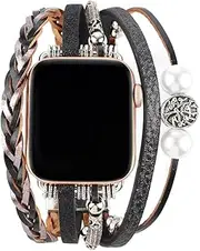 Boho Bracelet Compatible for Apple Watch Band 38mm 40mm 41mm 42mm 44mm 45mm 46mm 49mm, Dressy Multilayer Wrap Watch Strap for iWatch Bands Series 10/9/8/7/6/5/4/3/2/1/SE/Ultra for Women