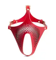 Ex Machina Genuine Leather Mask Red - Ex Machina role play BDSM Mask