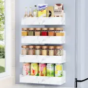 Magnetic Spice Rack for Refrigerator, Kitchen Organizer and Storage Shelf, Marbl